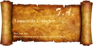 Temesvári Andor névjegykártya